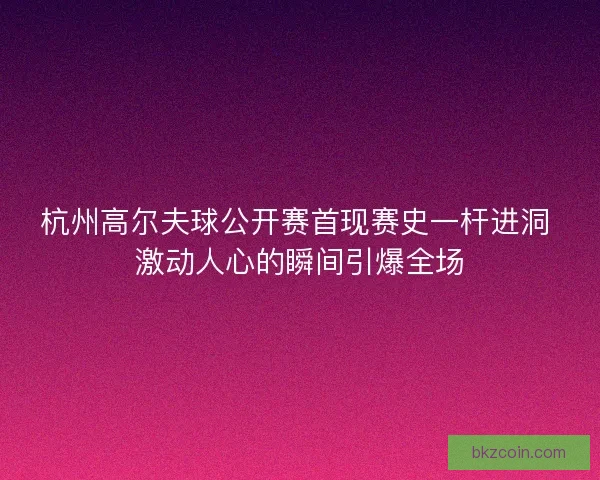 杭州高尔夫球公开赛首现赛史一杆进洞 激动人心的瞬间引爆全场